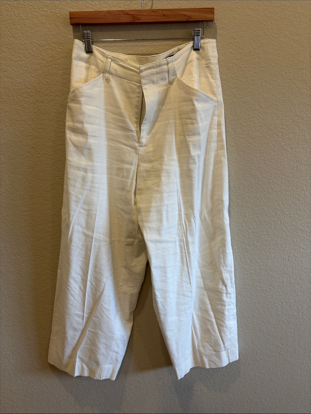 rag & bone Off-White Cropped Wide-Leg Trousers